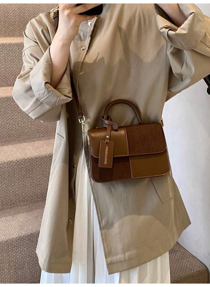 Women’s Vintage Brown Handbag – Classic Top Handle & Crossbody Bag with Structured Design - Image 3